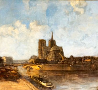 null VOLLON, Antoine (1833-1900) 
"Notre-Dame de Paris"
Oil on canvas
Signed and...