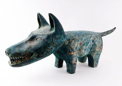 null BOURDEAU, François (1957-2021)
Sans titre - Chien turquoise
Sculpture en bois...