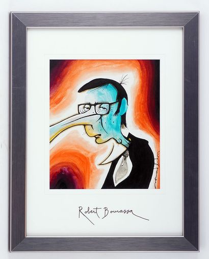 null HUDON, Normand (1929-1997)
"Robert Bourassa"
Mix media on paper
Signed on the...