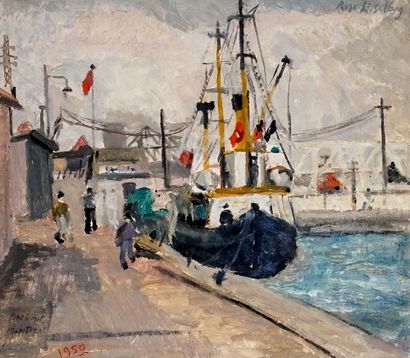 null WISELBERG, Rose (1908-1992)
"Harbour Montreal"
Oil on board
Signed on the upper...