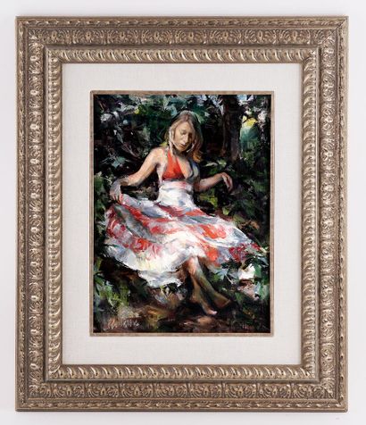 null BELLEROSE, Patricia (1980-)
"Dans le sous-bois, autoportrait"
Huile sur lin...