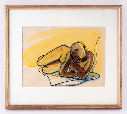 null BRANDTNER, Fritz (1896-1969)
Untitled - Reclining nude
Mix media on paper
Signed...