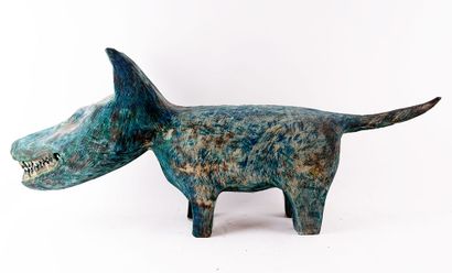 null BOURDEAU, François (1957-2021)
Sans titre - Chien turquoise
Sculpture en bois...