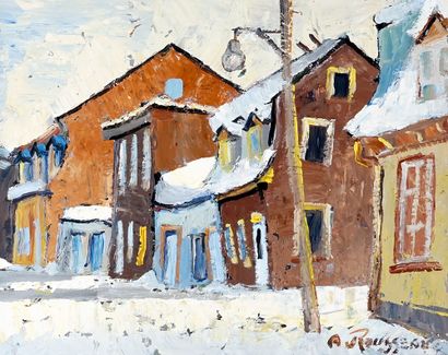 null ROUSSEAU, Albert (1908-1982)
Untitled - Village under the snow
Oil on masonite
Signed...