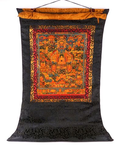 null NEPAL

Polychrome Thangka on canvas, representing Sakyamuni Buddha seated in...