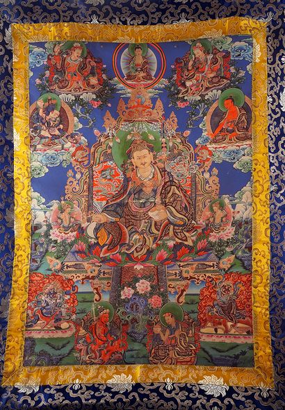 null NEPAL

Polychrome thangka on canvas, representing Padmasambhava, seated in meditation...