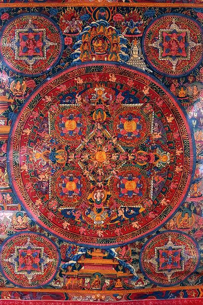 null NEPAL

Polychrome Thangka on canvas, representing a Mandala with a thousand...