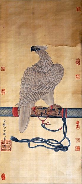 CHINA

Scroll depicting a white eagle accompanied...