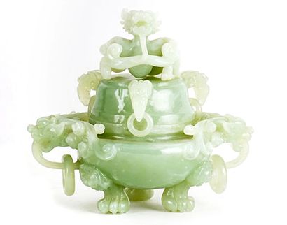 CHINA

Jade incense burner, resting on three...