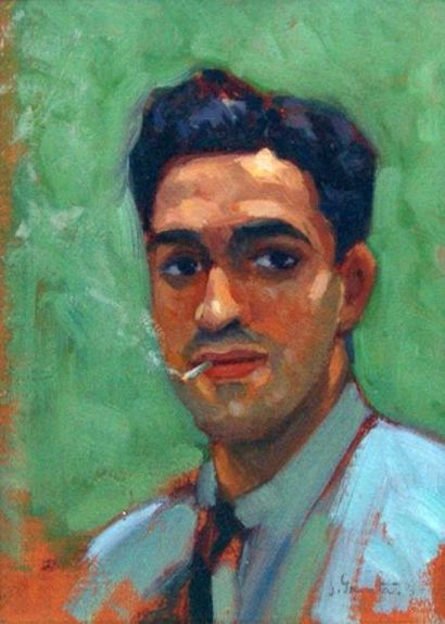 GIUNTA, Joseph RCA (1911-2001) Autoportrait Huile sur panneau de bois Signée en bas...
