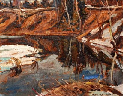 JACKSON, Alexander Young RCA (1882-1974) "Spring flood - Duhamel, Que." Huile sur...