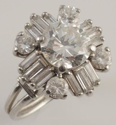 null Bague en platine (testée) sertie d?un diamant de taille brillant d?environ 1,68ct...