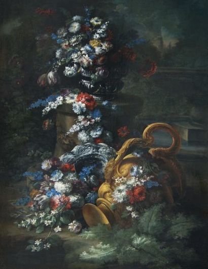 BELVEDERE, Andrea (dit Abate Andrea) (1652-1732) Composition florale Huile sur toile...