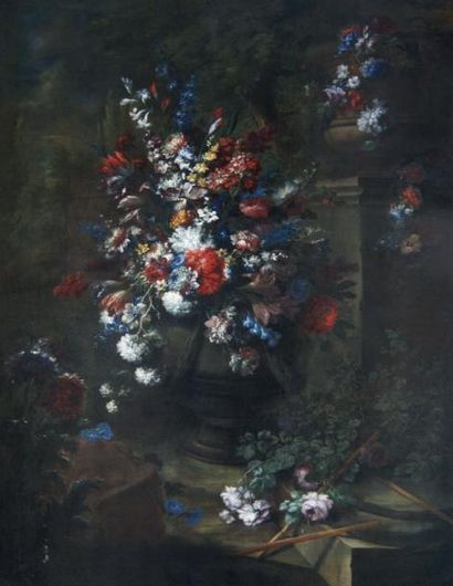 BELVEDERE, Andrea (dit Abate Andrea) (1652-1732) Composition florale Huile sur toile...