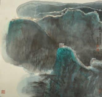YE RUIKUN (1954-) La grande muraille de Chine. Aquarelle sur papier. Signée. YE RUIKUN...