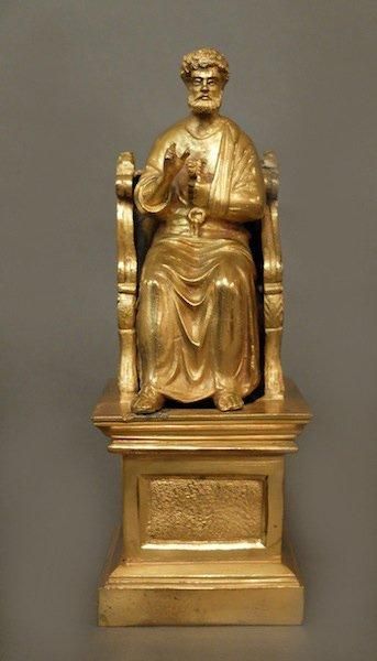 null BRONZE Sculpture en bronze d'un moine sur une chaire. H: 21cm - 8.5" L: 8cm...