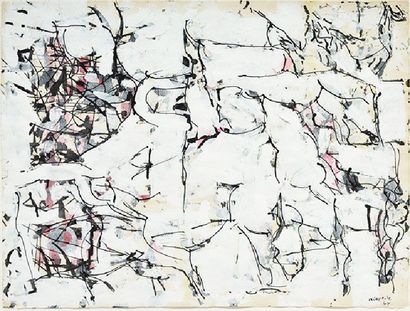 RIOPELLE, Jean-Paul RCA (1923-2002) "Signes" Technique mixte sur papier Signée et...