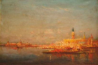 DUVIEUX, Henri (1855-1882) Venise Huile sur toile Signée en bas à droite: Duvieux...