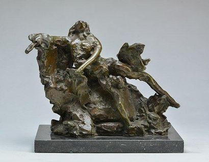 NAKIAN, Reuben (1897-1986) Nymphe et chèvre Bronze à patine sombre Signé et numéroté...
