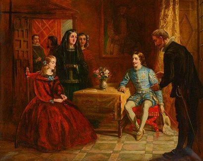 LONG, Edwin Longsden (1829-1891) Charles 1er d"Angleterre proposant le mariage à...
