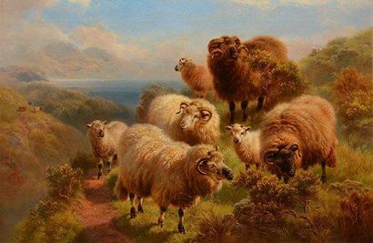WATSON, William R.C. (1866-1921) "On the Mountains" Huile sur toile Signée et datée...