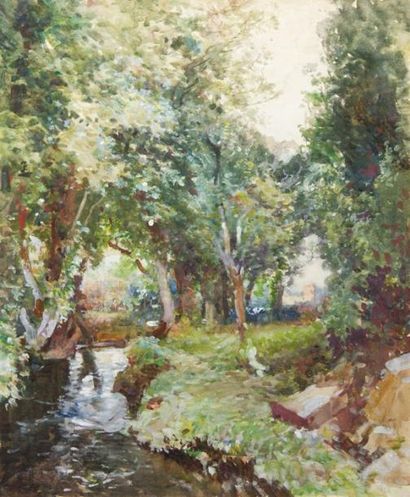 BIRCH, Samuel John Lamorna (1869-1955) "A Silvery Stream, Cornwall" ou "Silvery Morning"...