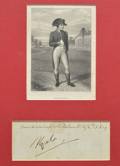 null Camp Impérial Schönbrunn Signature autographe de Napoléon Ier. Inscription au-dessus:...