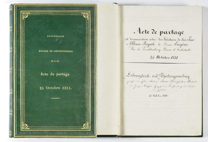 null Succession ducale de Leuchtenberg. Acte de partage, 25 octobre 1831. Acte de...