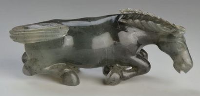 null CHEVAL COUCHÉ EN JADE CHINE - JADE RECLINING HORSE CHINA H:3.5CM - 1.25"