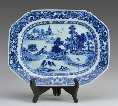 "La compagnie des Indes Orientales" Assiette décorative en porcelaine de Chine blanc...