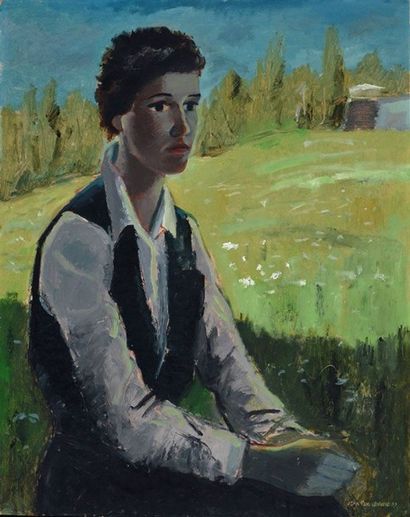 LEMIEUX, Jean-Paul (1904-1990) Portrait d'un garçon Huile sur isorel Signée et datée...