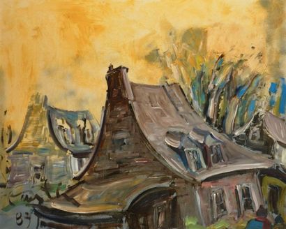 CANTIN, Roger (1930-) "La vieille maison" Huile sur carton Signée en bas à gauche:...