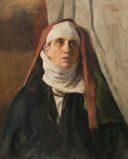 RICHIR, Herman Jean Joseph (1866-1942) Portrait de femme Huile sur toile Signée et...