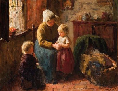 POTHAST, Bernard (1882-1966) Mère et enfant Huile sur toile Signée en bas à droite:...