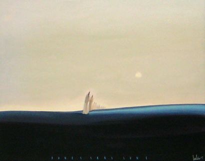 LULU (actif XXème - active 20th c.) «Dunes dans lune» Huile sur toile Signée en bas...