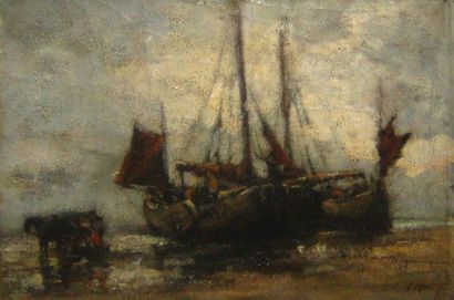 MARIS, Jacob Henricus (1837-1899) Avant la tempête Huile sur toile Signée en bas...