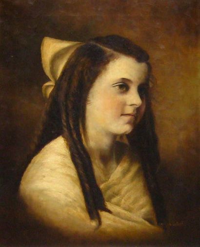 PUILLARD (actif XXème - active 20th c.) Portrait d'une jeune fille Huile sur toile...