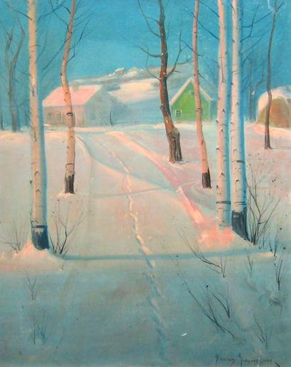 SVENDSEN, Svend Rasmussen (1864-1945) Paysage d'hiver Huile sur toile Signée en bas...