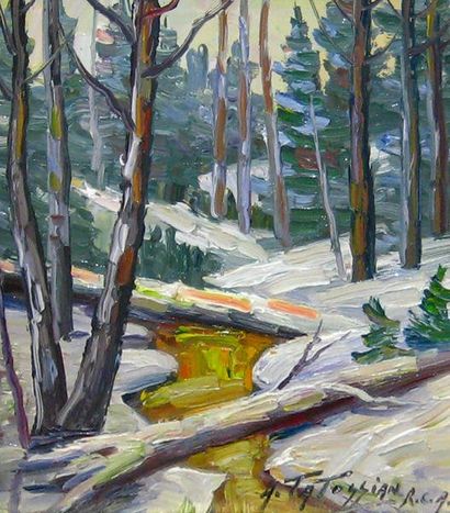 TATOSSIAN, Armand RCA (1948-) «Winter woods» Huile sur toile Signée en bas à droite:...