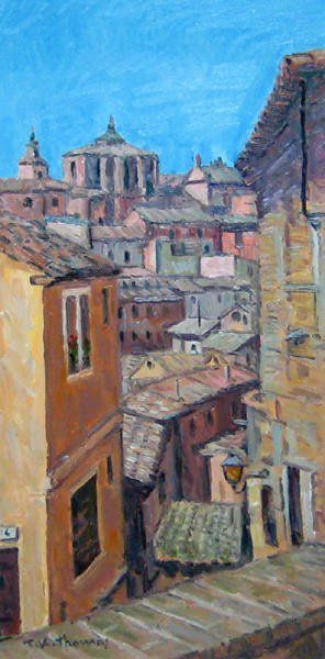 THOMAS, Tibor K. (1919-) «Toledo» Huile sur toile Signée en bas à gauche: T.K. Thomas...