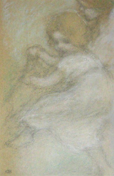 DE BELLE, Charles Ernest ARCA (1873-1939) La danseuse Fusain et pastel sur papier...