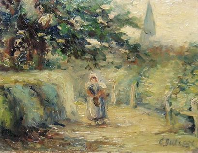 DELFOSSE, Georges-Marie-Joseph (1869-1939) La promenade Huile sur isorel Signée en...