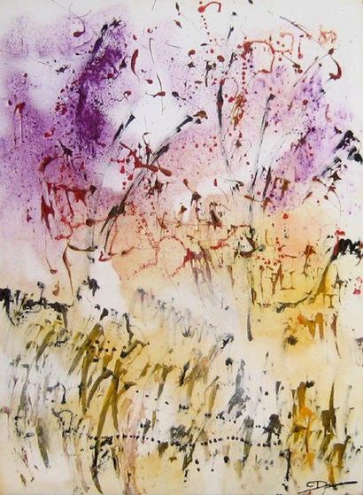 DUMAS, Christiane (1958-) Abstraction Technique mixte sur toile Signée en bas à droite:...