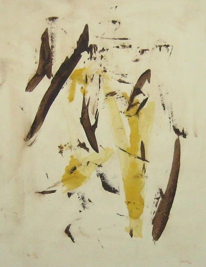GERVAIS, Lise (1933-1998) Abstraction Encre et aquarelle sur papier Signée et datée...