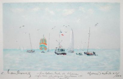 HAMBOURG, André (1909-1999) Sur la mer Lithographie Signée en bas à gauche: A. Hambourg...