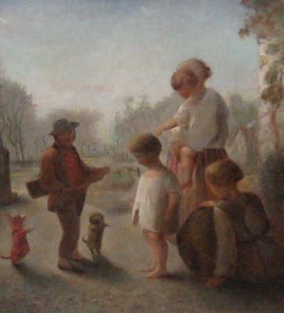 HAMON, Jean-Louis (1821-1874) La famille Huile sur toile The family Oil on canvas...