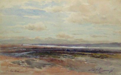 HUTTON, Thomas Swift (1875-1935) «On the Dee» Aquarelle Signée et datée en bas à...