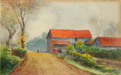 JACKSON, Frederick William (1859-1918) «Country lane» Aquarelle Signée et titrée...
