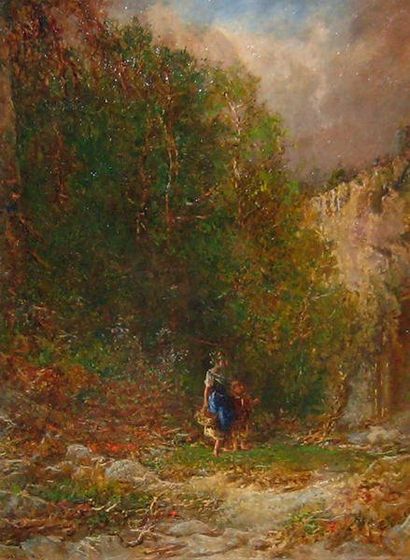 JACOBI, Otto Reinhold PRCA OSA (1812-1901) À l'entrée de la forêt Huile sur toile...