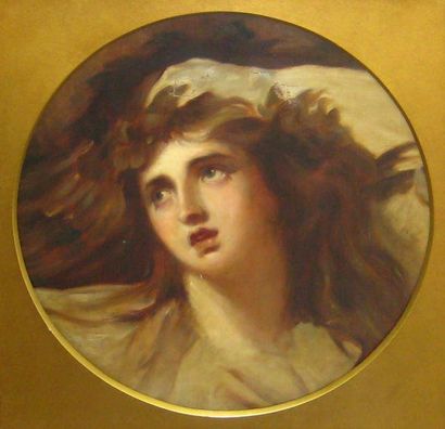 KNOECHL, Hans (1850-1927) «Lady Hamilton by Romney» Huile sur toile Signée et titrée...
